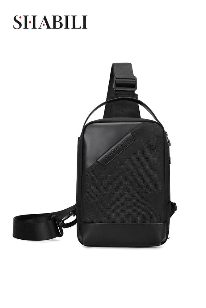Men Crossbody Bag and Chest Bag, Boys Nylon Design with Metal Zippers and Swivel Hook, Water Resistant Compact Style with Phone Bag Sling Bag Carry Bag Side Bag Riding Bag and Adjustable Strap Black