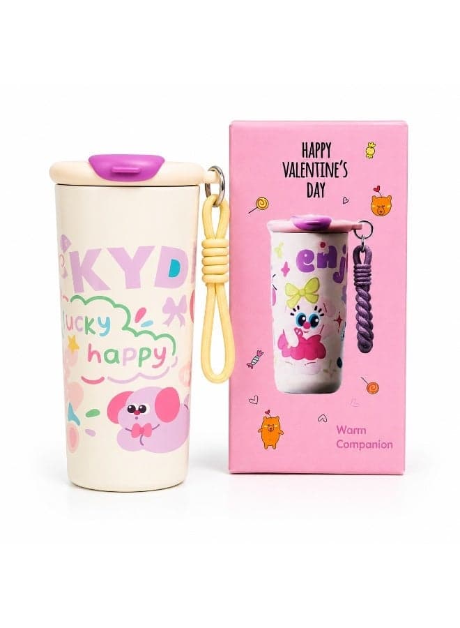 Twisoo Kids Stainless Steel Insulated Water Bottle with Straw Lid & Carry Strap | Leakproof Cartoon Vacuum Tumbler for School, Travel, Sports & Outdoor Use | Reusable Drink Bottle for Boys & Girls