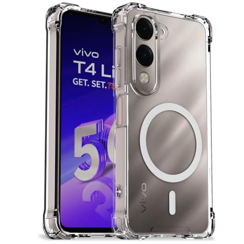 Pikkme Back Cover for iQOO Z10 lite 5G / Vivo T4 lite 5G / Y19 5G / Y19e / Y04 4G / Y29s 5G Mag-Safe Shockproof PC + TPU Protective Case Magnetic Support Bumper Case (Transparent Mag-Safe)