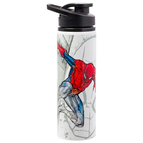 Silver Buffalo Marvel Spiderman Stainless Steel Water Bottle, 25 Ounces