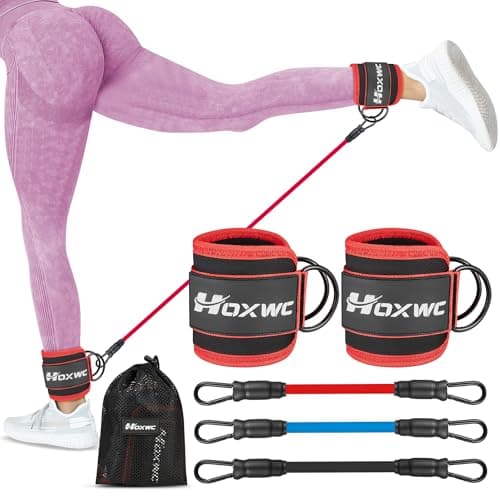 HOXWC Ankle Resistance Bands with Cuffs, Glutes Workout Equipment, Ankle Bands for Working Out, Exercise Bands for Butt Lift Women, Workout Equipment for Kickbacks Hip Gluteus Training Exercises