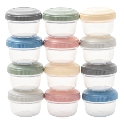 WeeSprout Leakproof Baby Food Storage 12 Set Small Plastic Containers with Lids Lock in Freshness Nutrients Flavor Freezer Dishwasher Friendly 4oz Snack Containers Variety Matte