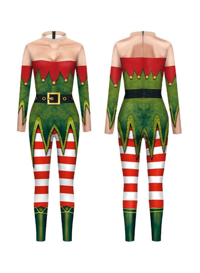 2022 Christmas European and American Style 3D Digital Printed Long Sleeve Jumpsuit