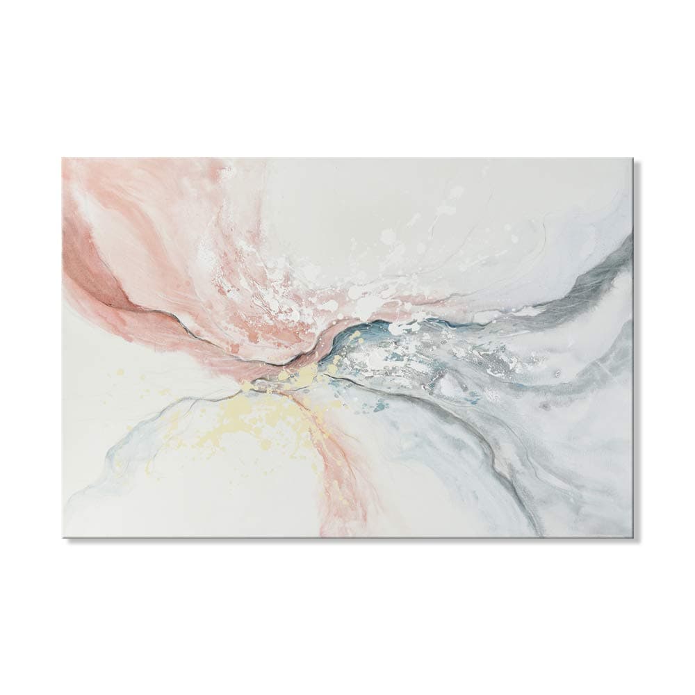 Pink Abstract Canvas Wall Art Blush Pink and Gray Hand Painted Oil Paintings Modern Water Flow Shape Artwork for Bedroom Living Room Kitchen Office Decoration 36 x 24