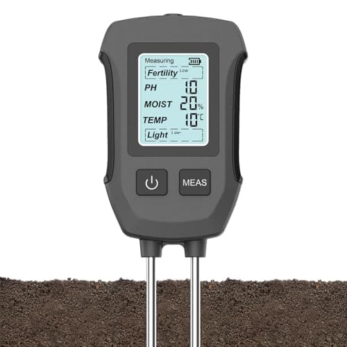HASTHIP® 5 in 1 Soil Meter Dual Probes Soil Meter for Soil Fertility/Moisture/Temp/pH/Sun Light/LCD Digital Soil Moisture Meter Precison Agriculture Soil Meter (No Battery Included)
