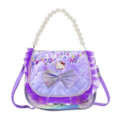 FunBlast Sling Bag for Girls, Fashion Cute Bow Design Hand Bag for Girls Shoulder Bag Stylish Latest Gifts for Kids Age 5-10 Purse for Girl, Cross Body Bag for Woman (Purple)