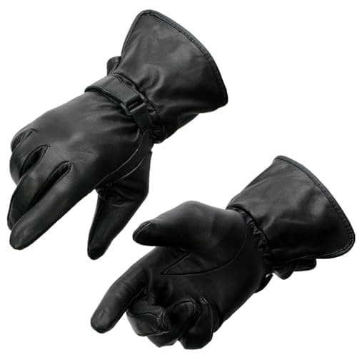 Milwaukee Leather MG7725 Women's Black Leather Gauntlet Motorcycle Gloves w/Wrist Strap Closure - Large