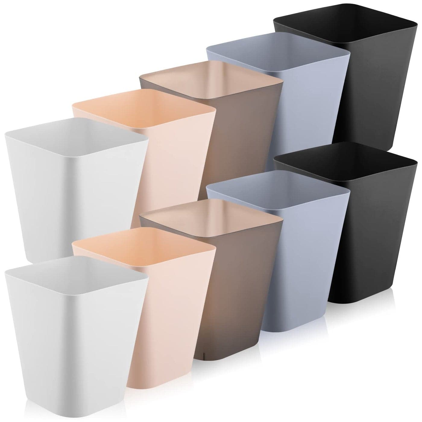 Amyhill 10 Pcs Square Plastic Trash Can Wastebasket Small Garbage Can Waste Basket for Bathroom Office Kitchen Living Room Bedroom Home Under Desk Black Gray White Khaki Brown