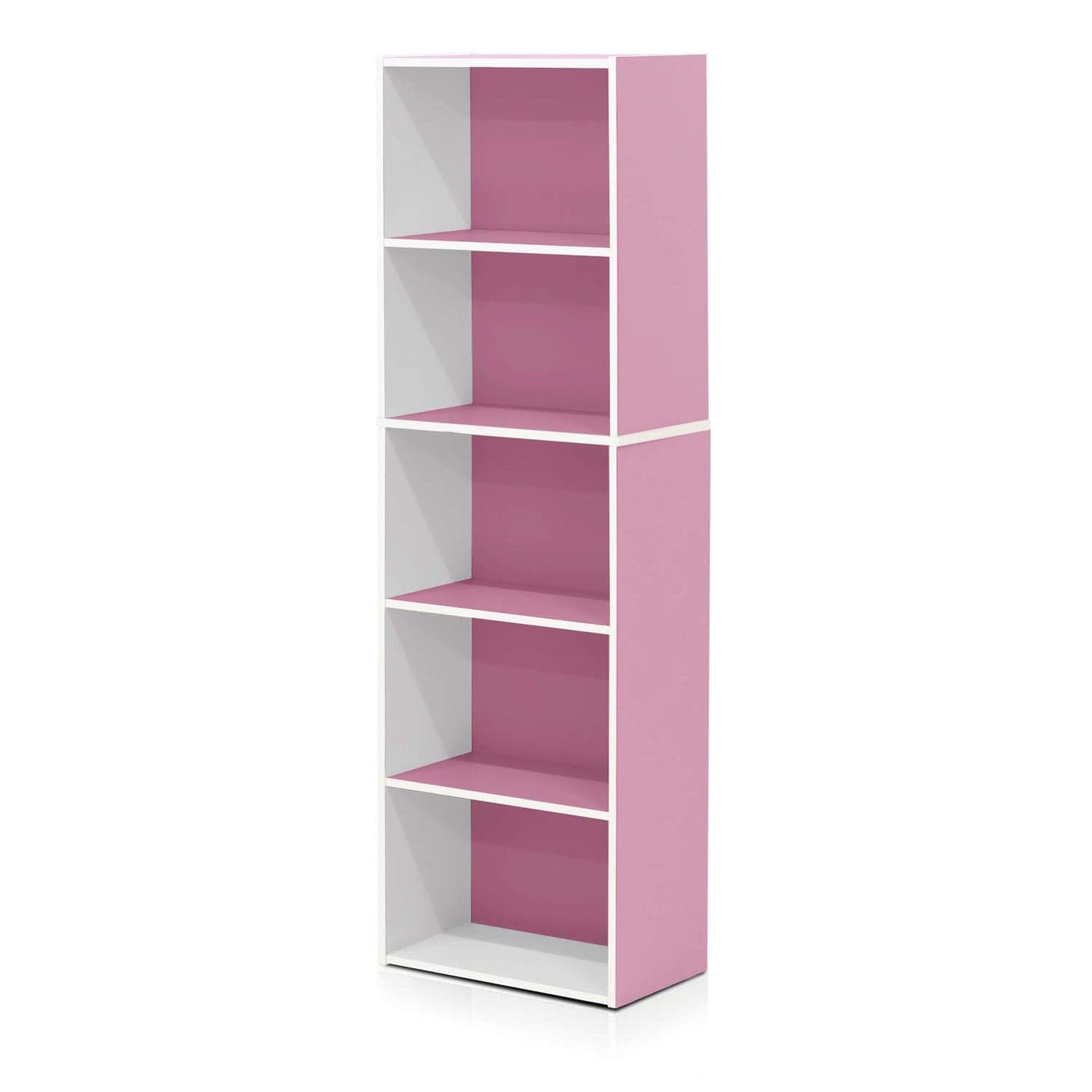 Furinno 5Tier Reversible Color Open Shelf Bookcase WhitePink 11055WHPI