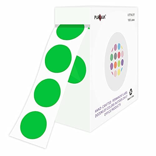 PARLAIM 0.75" Round Color Coding Circle Dot Labels in Roll, 1000 Stickers, 3/4 inch for Garage Sale, Green