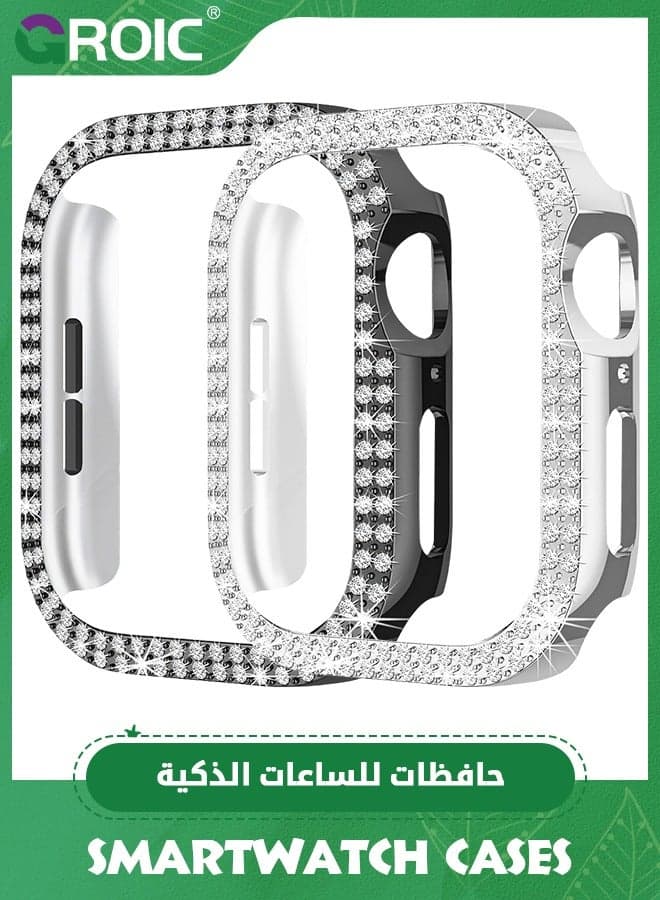 2 Pack Compatible for Apple Watch Case with Screen Protector 40mm SE Series 6/5/4, Bling Cover Diamonds Rhinestone Bumper Protective Frame for iWatch Girl Women