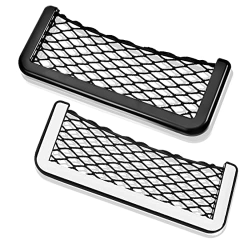 Frienda 2 Pcs ABS Plastic Frame Car Storage Net Bag Phone Car Mesh Net Holder RV Storage Boat Cargo Pocket Organizer Framed Mesh Pocket with Screws for Auto RV (8 x 3 Inch)