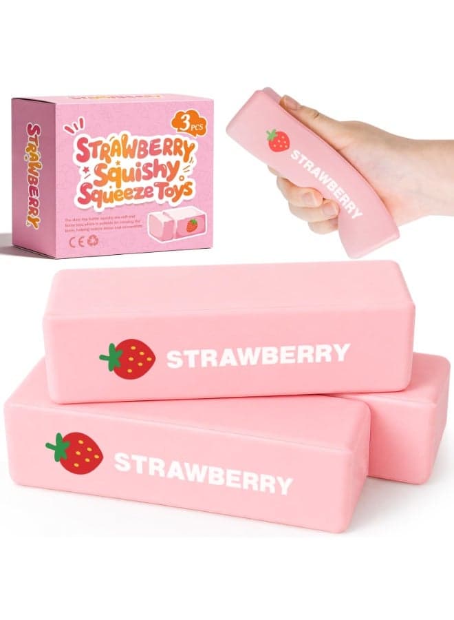 3 Packs Butter Squishy Slow Rising Squeeze Toys, Sensory Fidget Stress Relief Squishies,Soft Realistic Fidget Toys Anxiety Relief Party Favors Dumpling Squishy Butter for Kids&Adult(Pink)