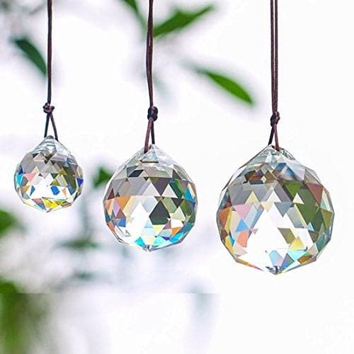 Set of 3 Clear Crystal Ball Includes 20/30/40mm Faceted Prism Balls Suncatcher for Ceiling Lighting Chandelier Hanging Decorating