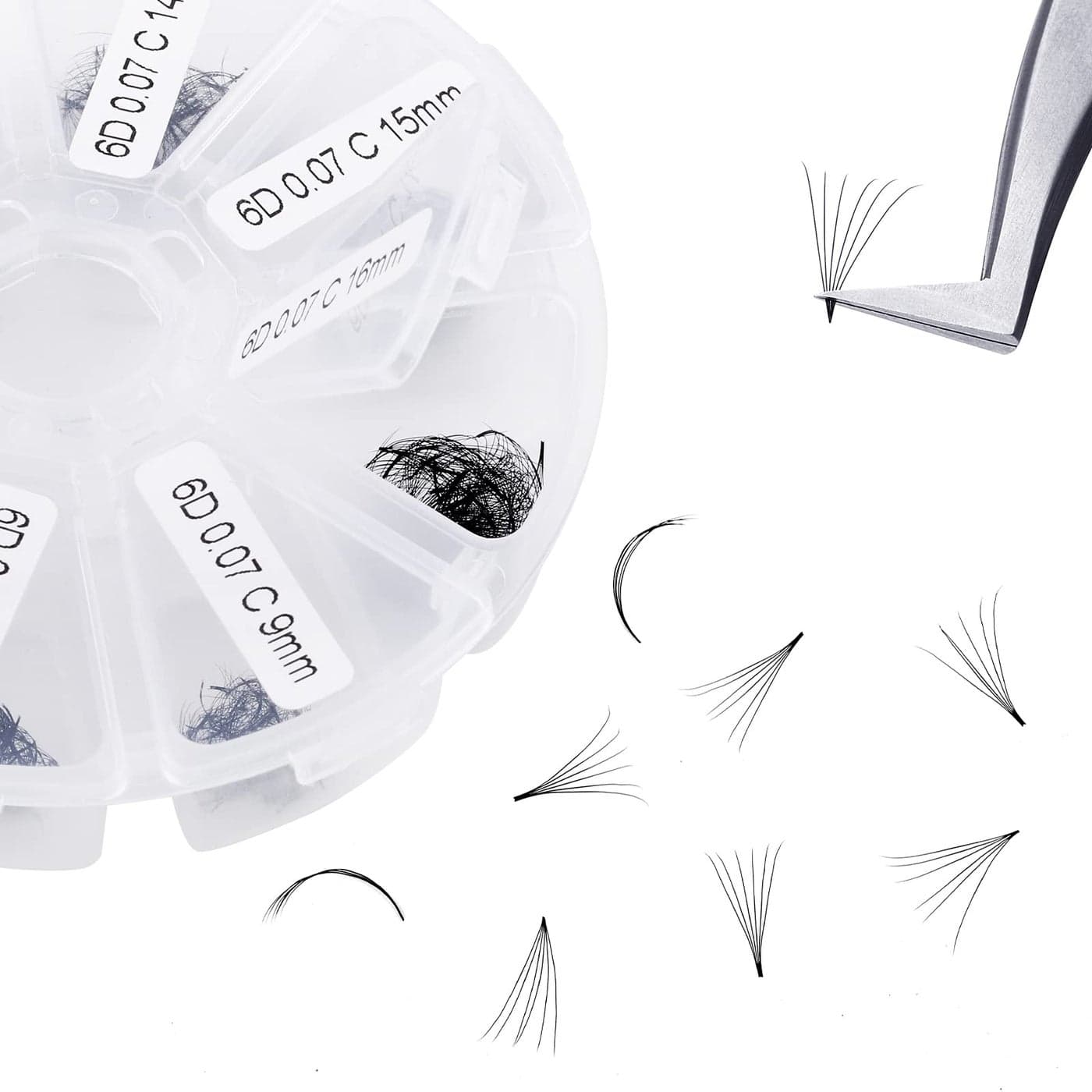 Premade Fans Short Stem 500 PCS 6D Eyelash Extensions 007mm CD Curl 916mm Mixed Length WENDY LASHES Russian Volume Premade Lash Extension 500PCS6D007D 916mm mixed tray