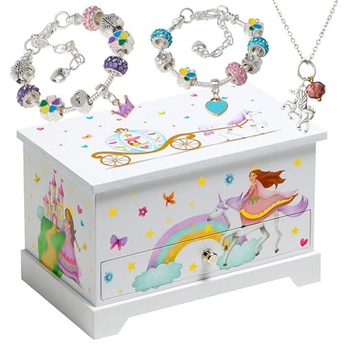 ABI + OLIE Kids Musical Jewelry Box for Girls 8-12 - Music Box for Girls - Princess Castle Unicorn Theme