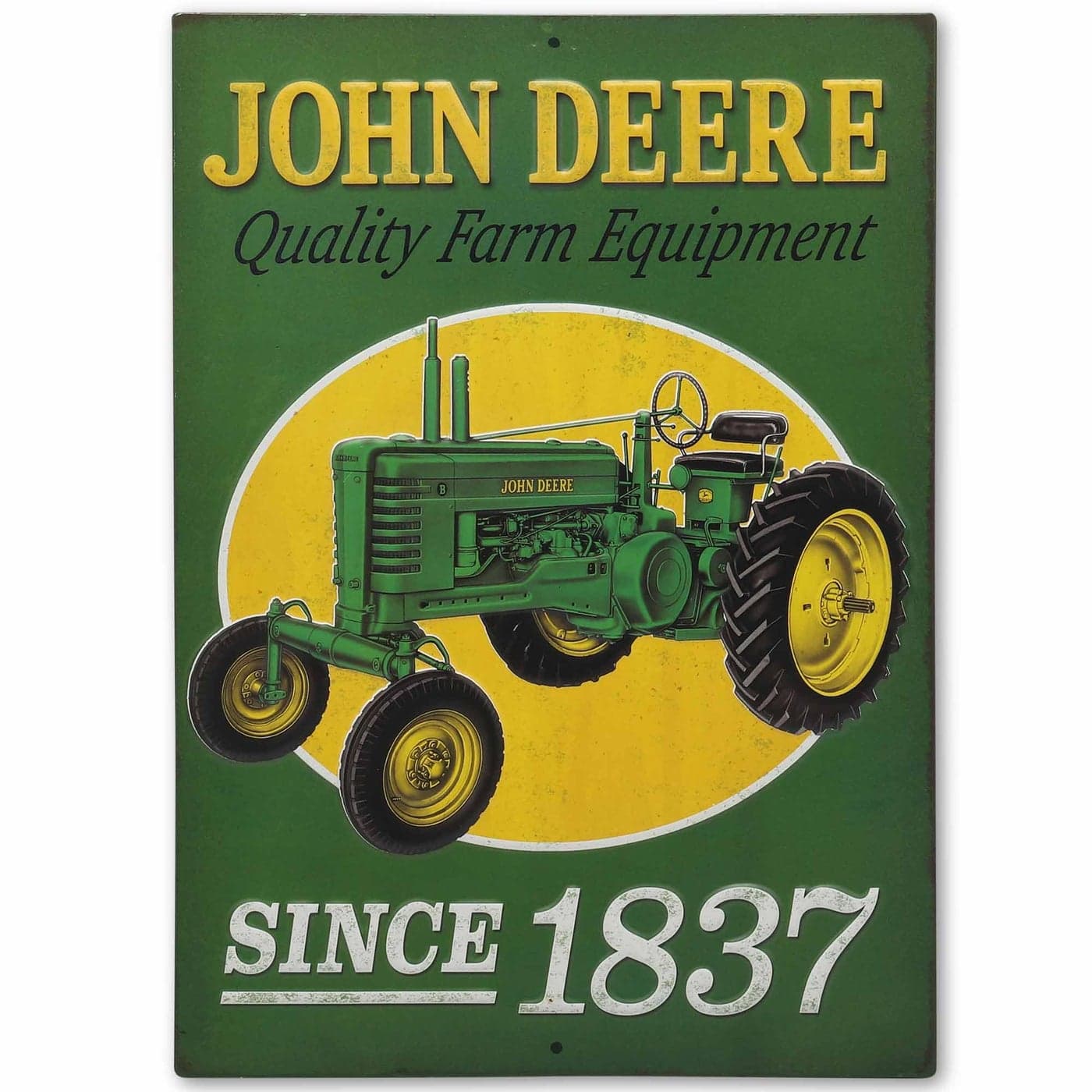 John Deere Tractor Since 1837 Embossed Metal Sign Vintage John Deere Sign for Garage or Man Cave