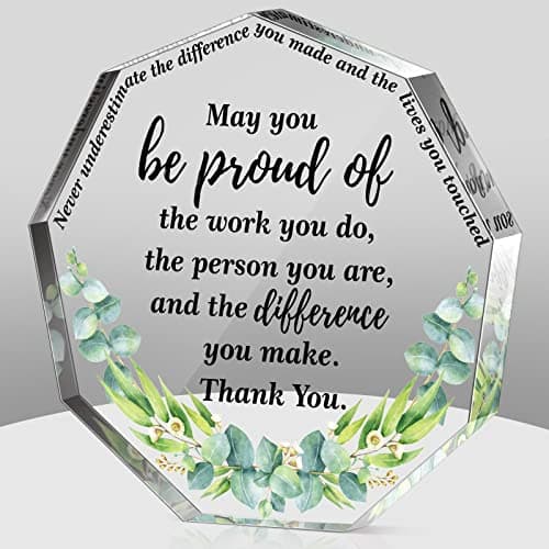 Yinder Thank You Gifts for Women Graduation Desk Decor Gifts for Teacher Coworker Doctor Nurse Leaving Job Inspirational Quotes Farewell Gift for Boss Staff Home Office Desk DecorNonagon Eucalyptus
