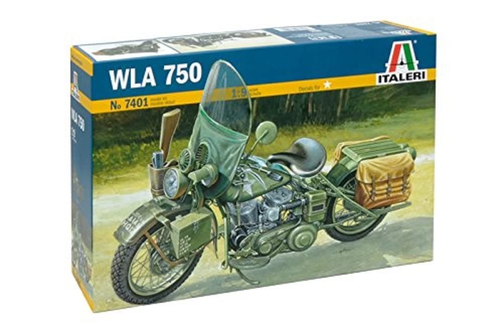 Italeri Harley Davidson WLA 750 WWII Military Motorcycle 1:9 Scale - Plastic Model Kit 7401