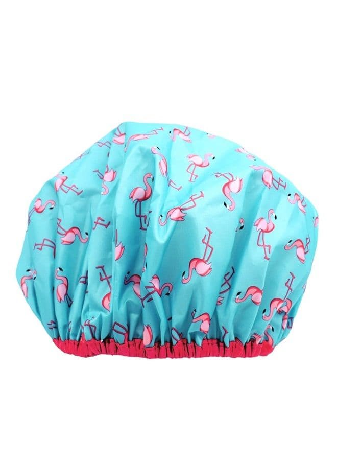 Reusable Shower Cap & Bath Cap & Lined, Oversized Waterproof Shower Caps Large Designed for all Hair Lengths with PEVA Lining & Elastic Band Stretch Hem Hair Hat - Fashionista Flamingo Party