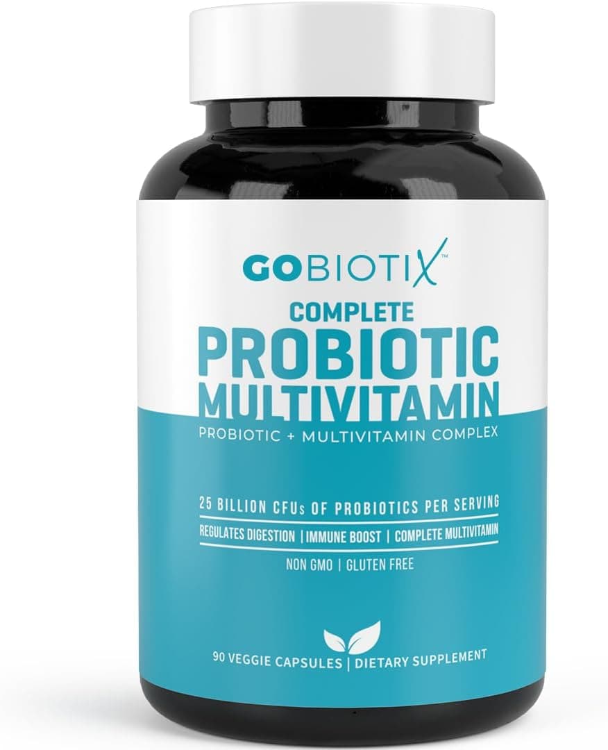 GOBIOTIX Multivitamin with Probiotics and Digestive Enzymes 25 Billion CFU Digestive Health Probiotics for Women and Men Gluten Free Pills 90 Capsules