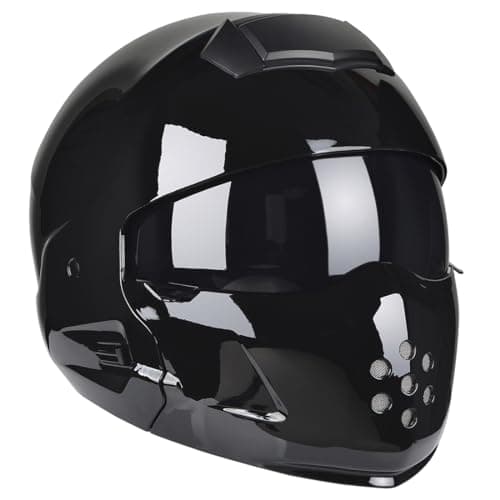 Harssidanzar 34 Open Face Motorbike Motorcycle Helmet Full Face Modular Helmets with Visor for Mens and Womens Street Bike Cruiser Scooter DOT Approved CU605US C3Gloss BlackSize Medium