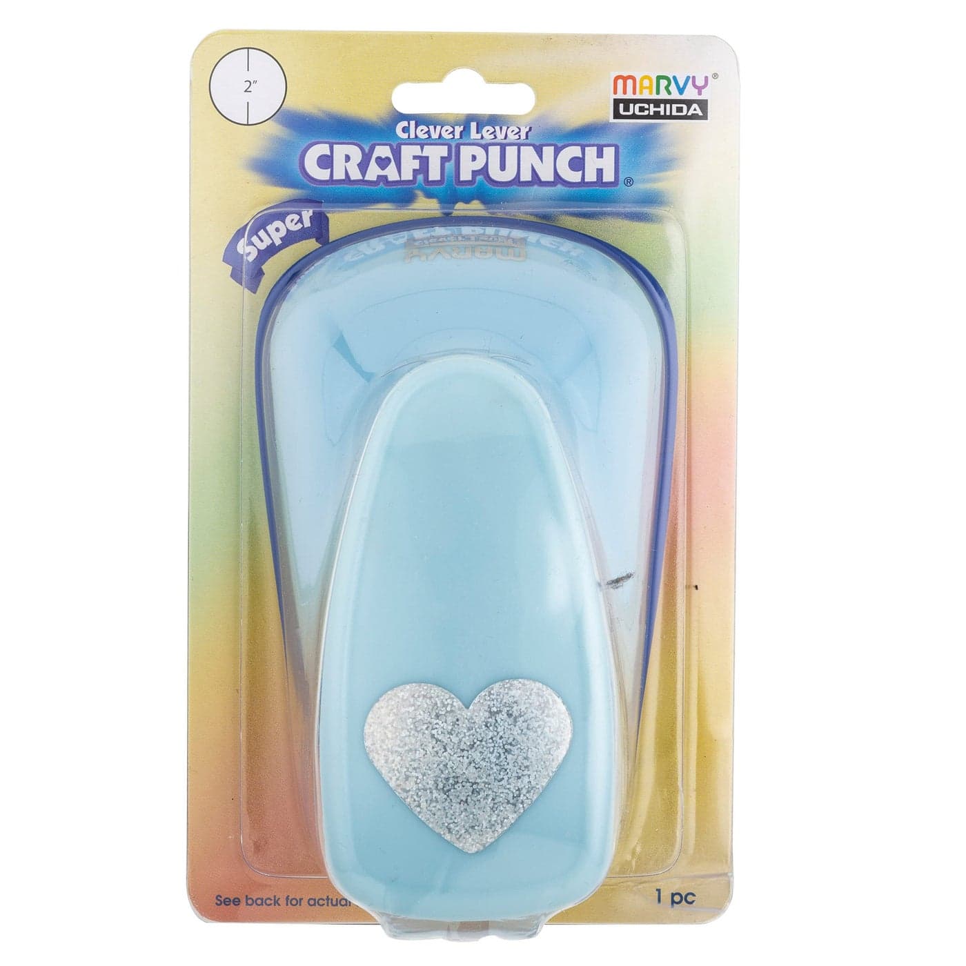 Uchida LVSJCP01 Clever Lever Super Jumbo Craft Punch Heart Blue