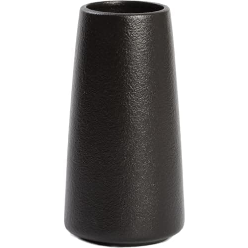 Matte Black Vase - 8" Big Black Ceramic vase for Flower, Simple Vases for Pampas Grass, Minimalist Farmhouse Boho vases for Centerpieces, Home Decor, Bathroom Decor