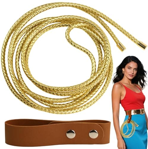 Golden Superhero Cosplay Whip Warrior Woman Costume for Women Prop Lasso Rope with Faux Leather Strap Halloween Party Cosplay DressUp Accessory NonFunctional