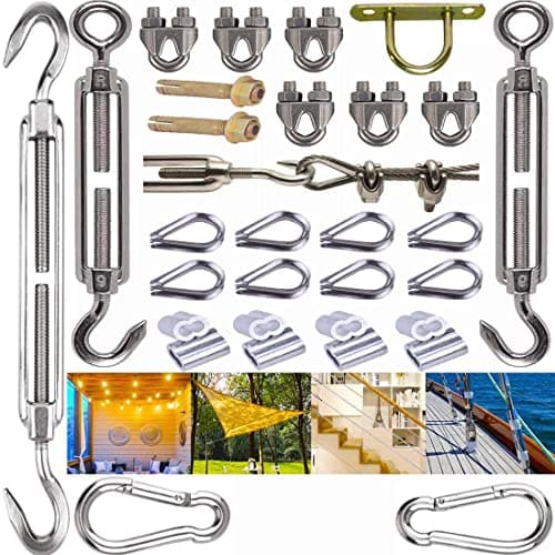 DIY Crafts Pack Of 1 Kit, Stainless Steel Hardware Kit, Sun Shade Sail Canopy Accessories Stainless Steel Hardware Kit Turnbuckle Pad Eye Ca(Pack Of 1 Kit, Stainless Steel Hardware Kit)