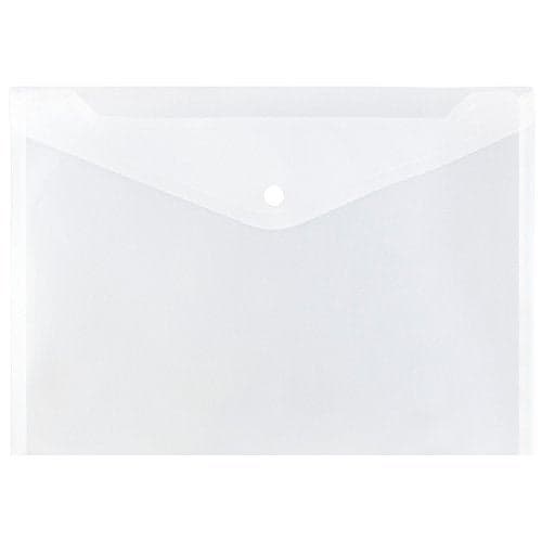 JAM PAPER Plastic Envelopes with Snap Closure - Letter Booklet - 9 3/4 x 13 - Clear - 12/Pack