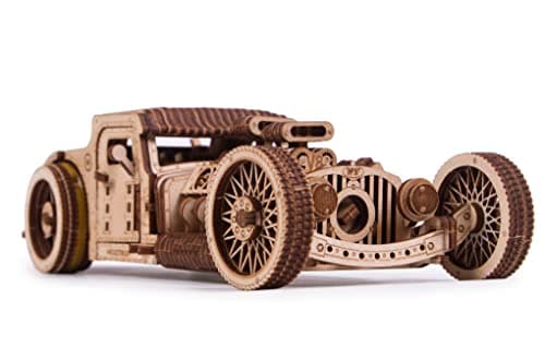 Wood Trick Hot Rod Wooden Model Car Kit to Build Rides up to 32 feet Detailed 3D Wooden Puzzles for Adults to Build Engineering DIY Mechanical Wood Model Kits for Adults