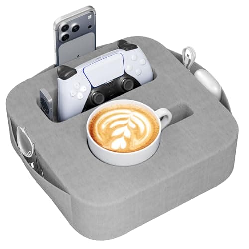 Couch Cup Holder Pillow Couch Caddy for Drink Snack Phone Remote Game Controller Removable and Washable Cup Cozy Pillow Small Sofa Cup Holder Tray for Bed Car Desk Sofa Gray