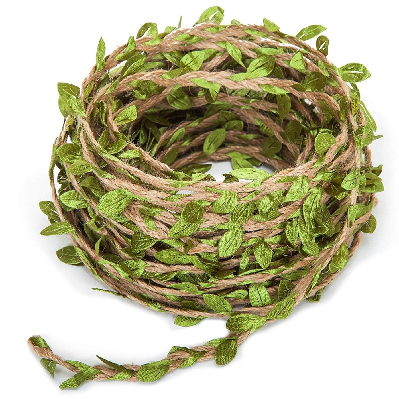 UCLEVER Artificial Vine Natural Hemp Rope Burlap Leaf Ribbon for Jungle Safari Birthday Party Decorations 33FT