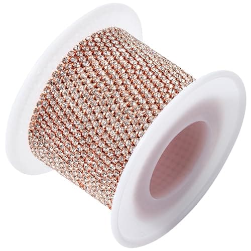 Mr Pen Crystal Rhinestone Close Chain 1 Roll 11 Yards 2mm Rhinestones Rose Gold Rhinestones for Crafts Rhinestone Chain for Crafts