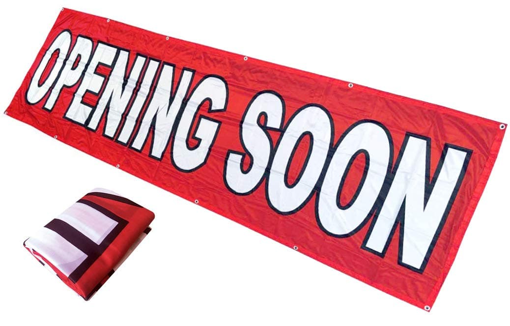 4Less 3x10 Ft Opening Soon Banner Vinyl Alternative Store Sign red Fabric