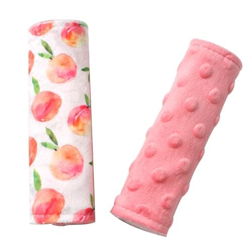 Boryokun Car Seat Strap Covers for Babies Soft Car Seat Belt Covers Mink Car Seat Straps Shoulder Pads for Boys and Girls Peach