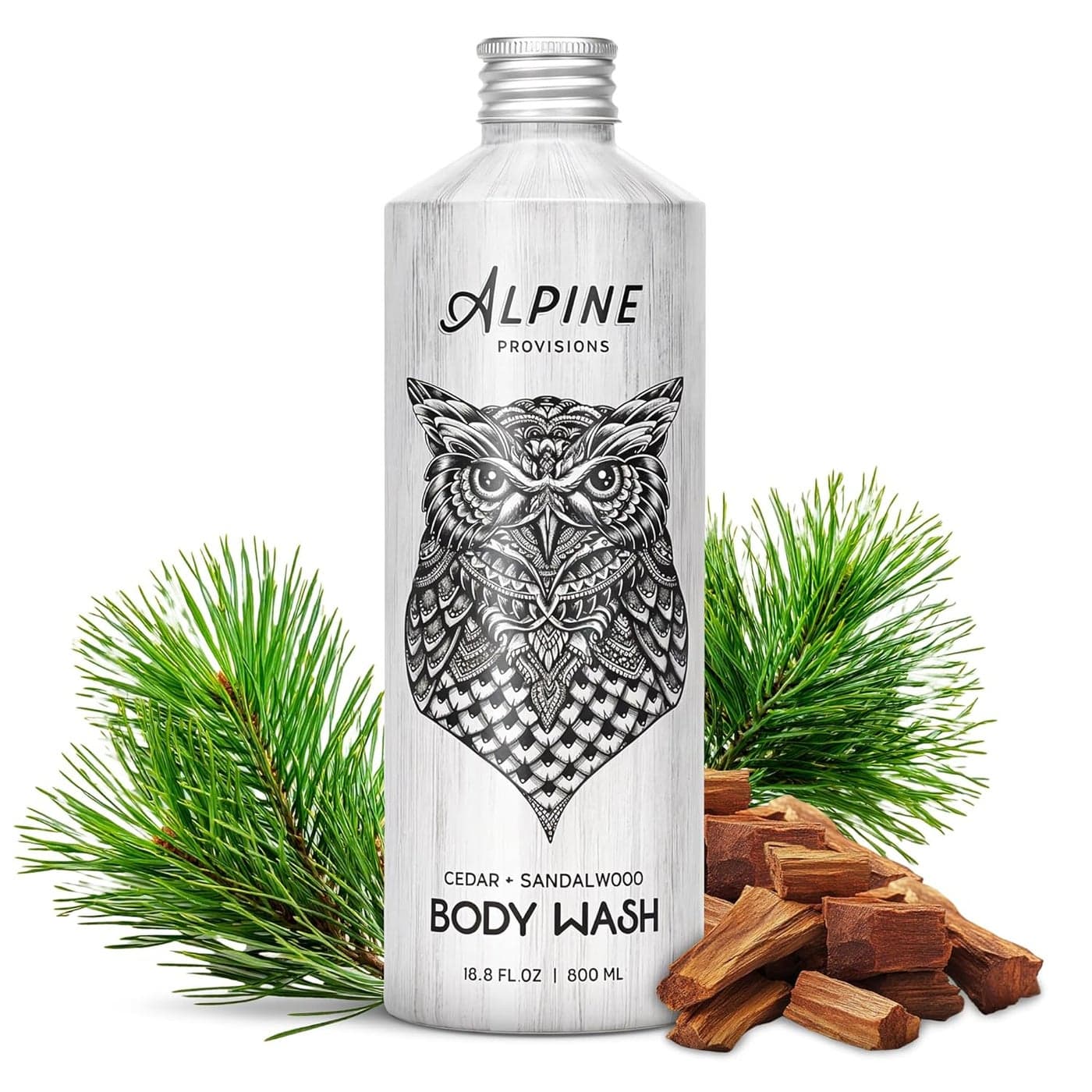 Alpine Provisions Cedar Sandalwood Body Wash Cleanse Moisturize Naturally with Essential Oils Vegan Sulfate Plastic Free Gentle on Skin Natural Body Wash for Men and Women 169 fl oz