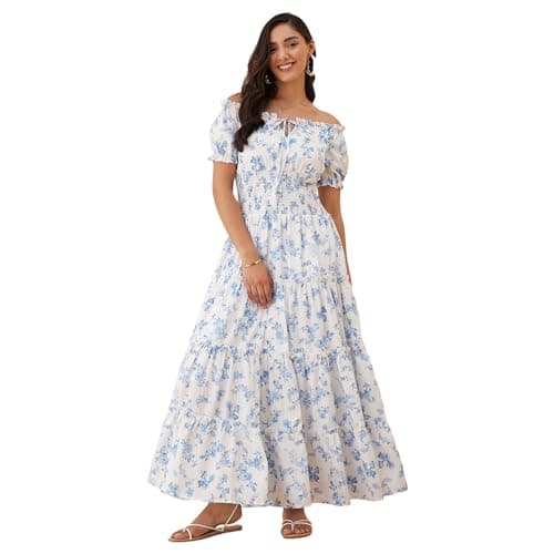 Rare Women's Regular Fit Dress (EP7546C_White S), Fit and Flare