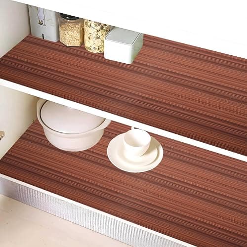 Kuber Industries Shelf Mat | Lining Print Desk Mat | Placemat for Kitchen | PVC Non-Slip Drawer Sheets| Kitchen Cabinet Shelf Liner | 10 Meter | Dark Brown