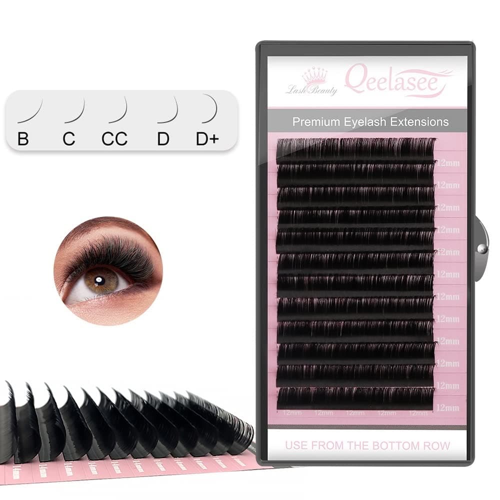 Qeelasee 007 Thickness D Curl 11mm Volume Mink Eyelash Extensions Silk Individual Lash Extensions Semipermanent Pure Korean Silk lashes Soft Application for Professional Salon Use