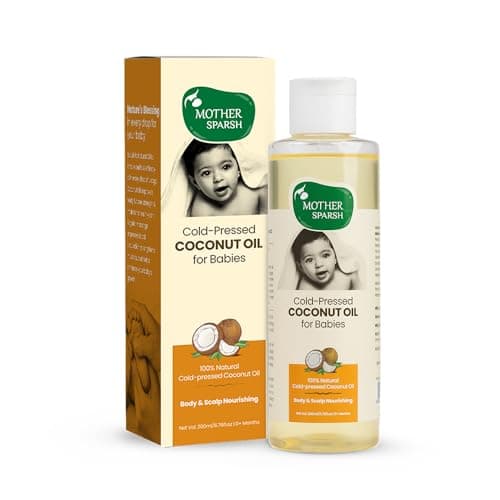 Mother Sparsh Cold Pressed Virgin Coconut Oil for Baby Massage, Skin & Hair Care | 100% Natural Baby Oil for New Born | 200ml