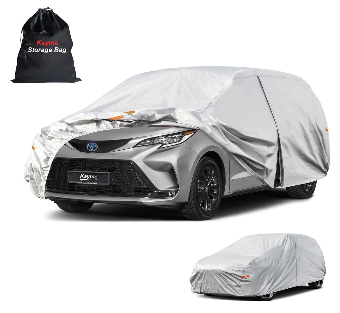 Kayme 6 Layers Car Cover Custom Fit for Toyota Sienna 19972025 Waterproof All Weather for Automobiles Outdoor Full Cover Rain Sun UV ProtectionSilver