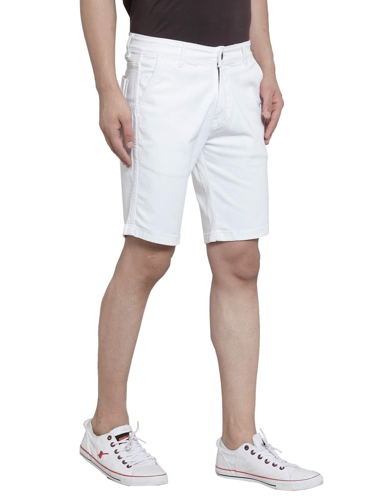 Ben Martin Men's Regular Fit Stretchable White Denim Shorts Size 30
