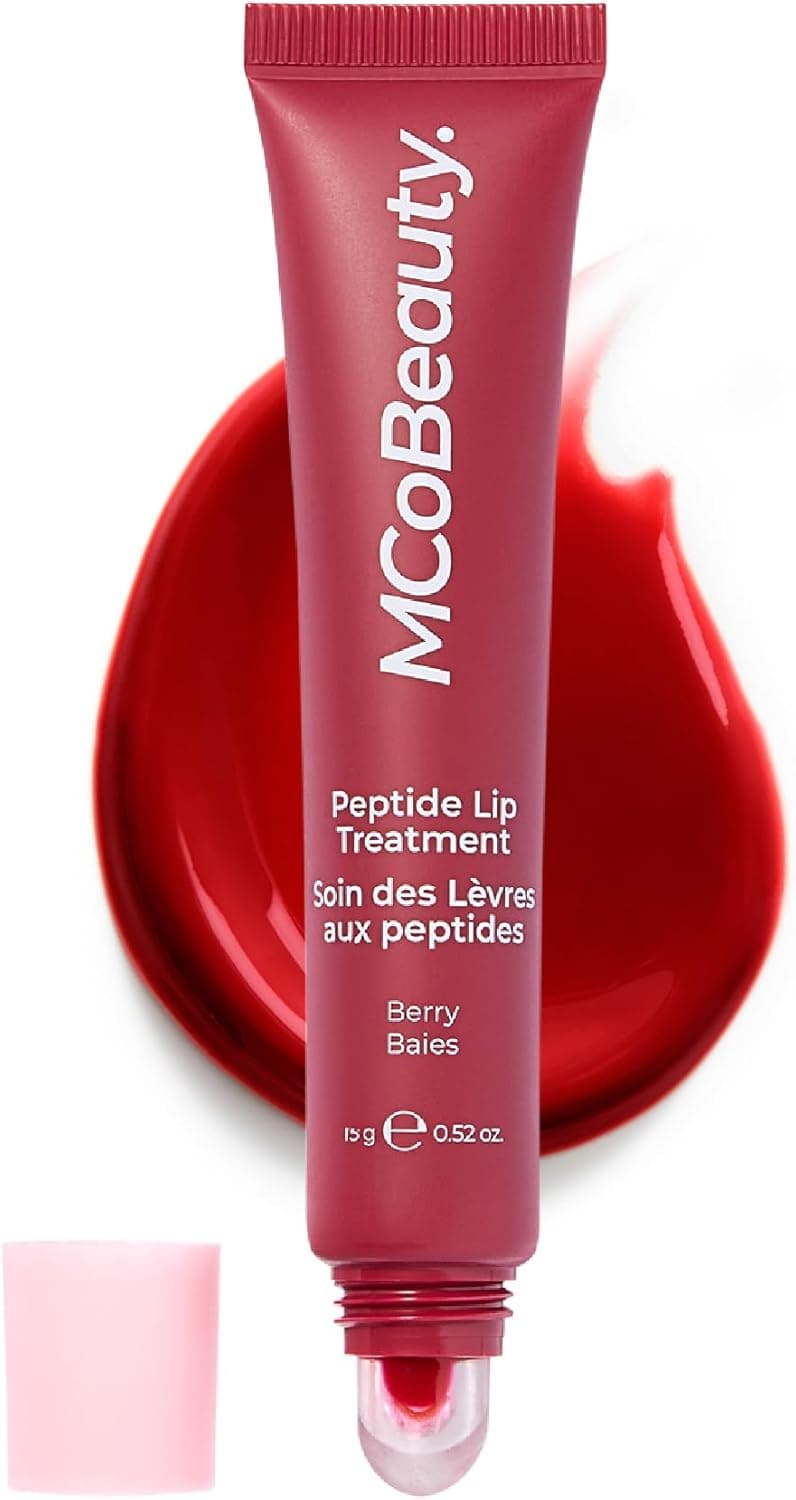 MCoBeauty Peptide Treatment High Gloss Lip Plumper with Peptides and Shea Butter Cherry Red Shade Moisturises and Smooths Softens Appearance of Dry Lips Lip Glosses