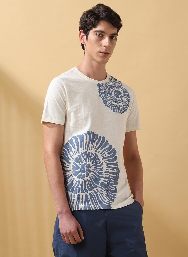 Men'S Marshmallow 100% Cotton Printed Regular Fit T-Shirt