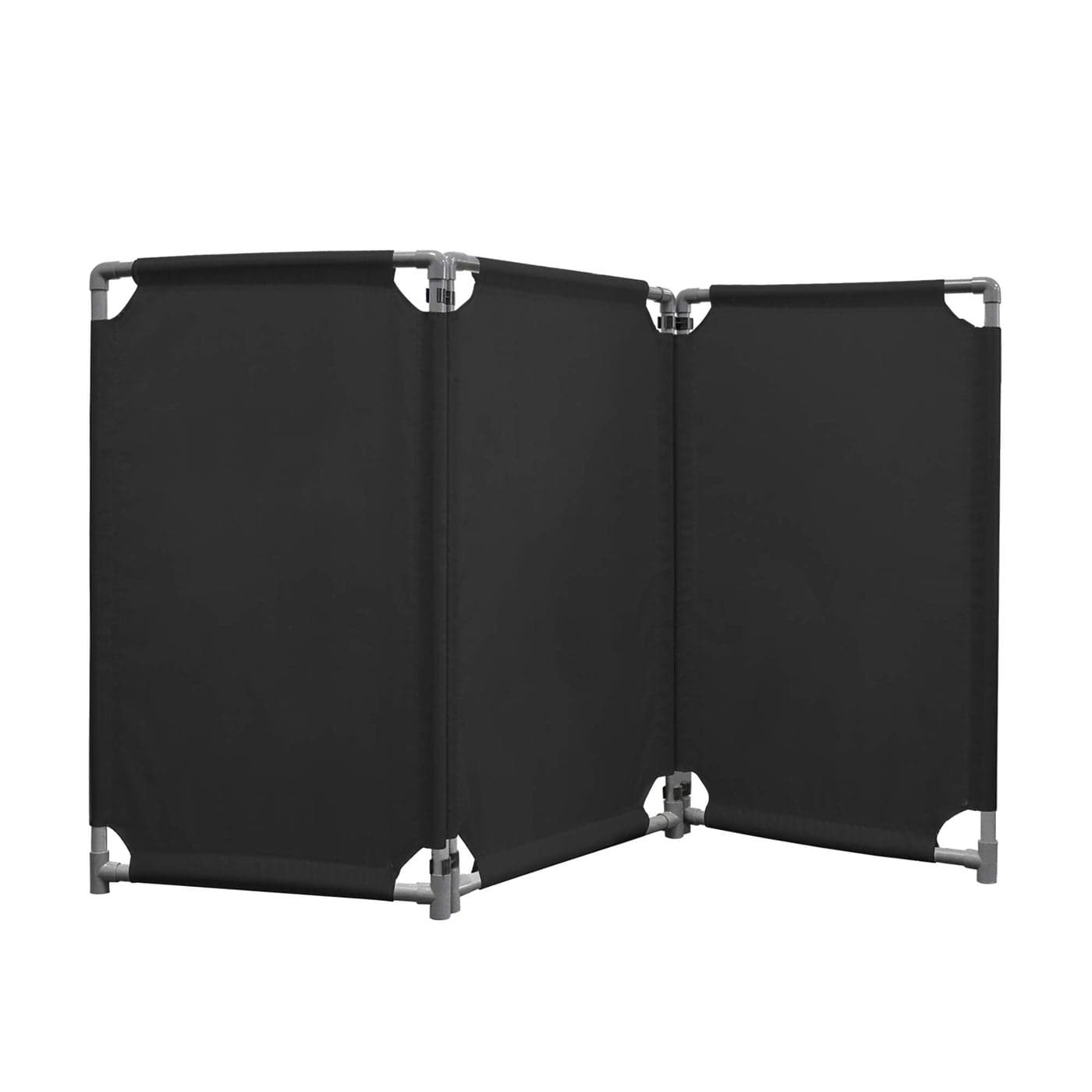 3 Panels Safety Barricade 58FT Foldable Security Sign Barrier Gate with Heavy Duty PVC Frame High Visibility Caution Symbol Crowd Control Restricted Area Pedestrian Barricade Traffic Fence Black