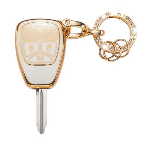 Gematay for Jeep Key Fob Cover with Keychain Key Shell Cover Holder Compatible with Jeep Wrangler Compass 20072018Dodge Ram Durango Smart Key Fob White