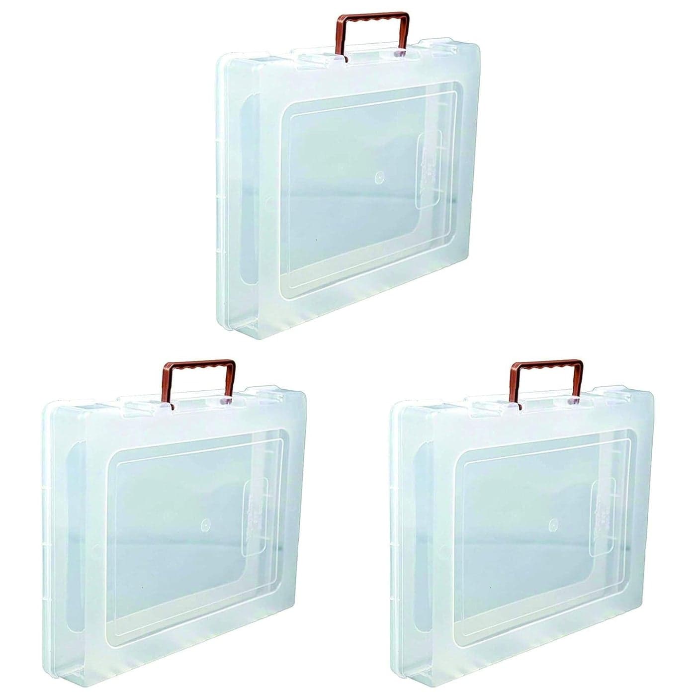 SHYONA Multipurpose Plastic Rectangular Storage Boxes with Locks and Handle Matte Finish for Saree Laptop Books Set of 3 Rajkumari