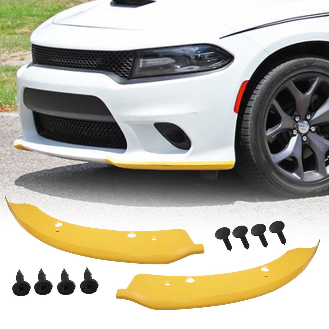 HTRACING Front Bumper Lip Splitter Protector Compatible with Charger SRT HellcatSRT 392Scat PackRT Scat PackGTRT 20152022 Yellow